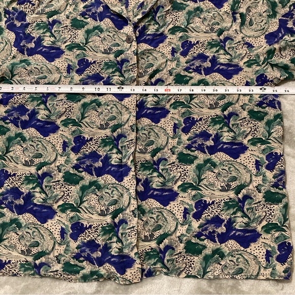 Nora Noh Floral Print Blouse - Blue and Green Silk 2X Floral - Picture 8 of 16